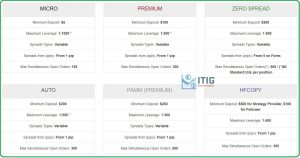 Compare type accounts at hotforex