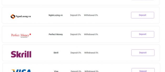 Deposit and withdrawal fees at Mtrading